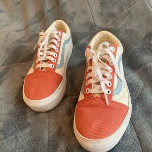 Trendy Coral and Blue Sneakers